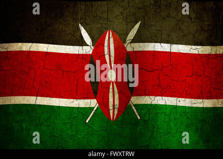 Kenia-Flagge auf einem alten rissige Wand Stockfoto