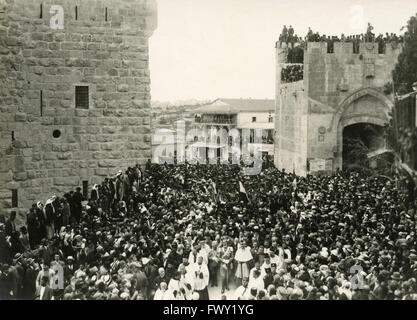 Prinz von Piemont Reise nach Afrika und Palästina: Jerusalem, Prinz Umberto Eingabe der Jaffa-Tor Stockfoto