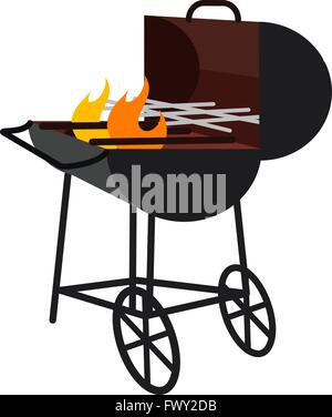Grill-Drüse mit Flamme Stock Vektor
