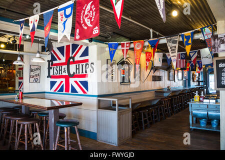 Fish &amp; Chips, Restaurant am Pier 39, Fischer &#39; s Wharf, Hafen, San Francisco, Kalifornien, USA Stockfoto