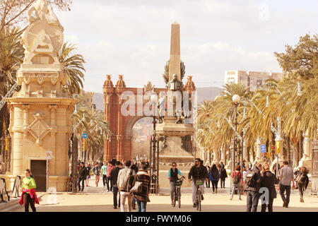 Rius i Taulet Denkmal, Arc de Triomf ist eines der wichtigsten Afor der Weltausstellung 1888 von Josep Vilaseca ich Casanovas. Stockfoto