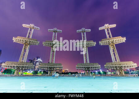 Nachtaufnahme der Haixinsha Asian Games Stockfoto