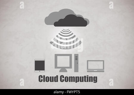 Konzept des Cloud computing in einem grauen Hintergrund Stockfoto