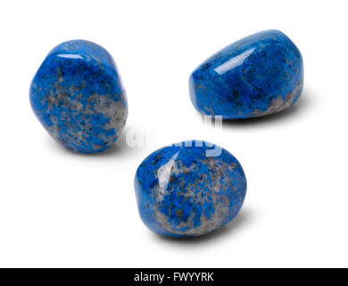 Lapis Lazuli erschossen Form drei verschiedene Blickwinkeln auf weißem Hintergrund. Stockfoto