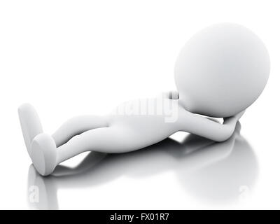 3D Illustration. Weiße Menschen entspannen. Isolierten weißen Hintergrund. Stockfoto