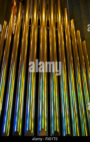 Kirche-Orgelpfeifen, Sagrada Familia, Barcelona, Spanien Stockfoto