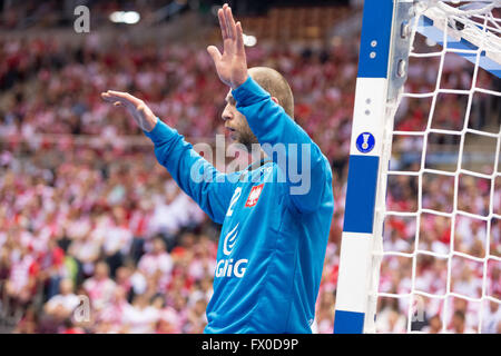 ERGO ARENA, Danzig, Polen, 9. April 2016. 2016 IHF Männer Olympia-Qualifikationsturnier, Marcin Wichary in Aktion während Handball match Polen V Chile, Credit: Tomasz Zasinski / Alamy Live News Stockfoto