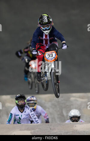 Nationalen Cycling Centre, Manchester, UK. 9. April 2016. UCI BMX Supercross World Cup Tag 1. Danielle George. © Aktion Plus Sport/Alamy Live-Nachrichten Stockfoto