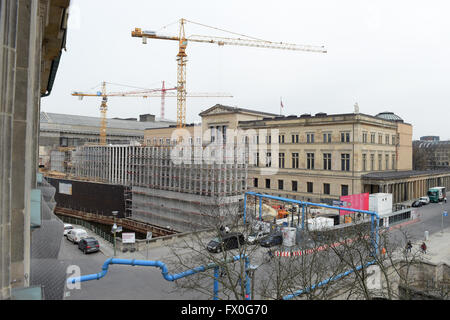 Berlin, Deutschland. 4. April 2016. Die Baustelle der James Simon-Galerie in Berlin, Deutschland, 4. April 2016. Foto: RAINER JENSEN/Dpa/Alamy Live-Nachrichten Stockfoto