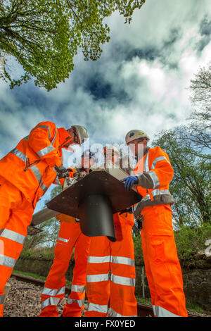 Bau der neuen Grenzen Bahn Eisenbahner Stockfoto