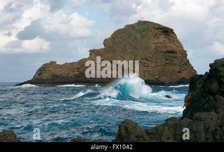 große Welle auf Atlantik nördlich von Madeira Insel Nera Porto Moniz Stockfoto