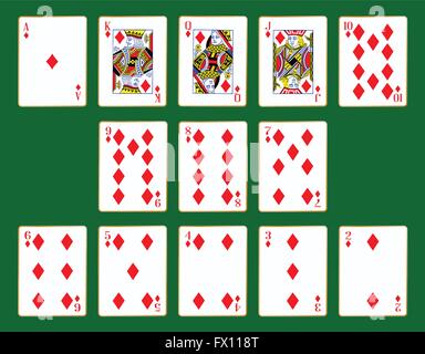 Die Spielkarte in der Farbe des Diamanten Stock Vektor
