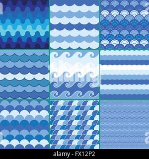 Meer Wellen Muster, Sommer Stock Vektor
