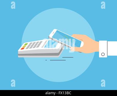 Zahlung per Smartphone über nfc Stock Vektor