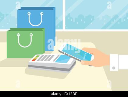 Zahlung per Smartphone über nfc Stock Vektor