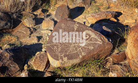 1.000 Jahre alte Petroglyphen in Fels an drei Flüssen Petroglyph Site in New Mexico gehauen Stockfoto