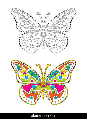 Einen bunten Schmetterling Mandala Stil Abbildung. Stockfoto