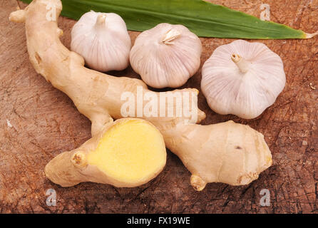 Sammlung von frische Ingwerwurzel Stockfoto