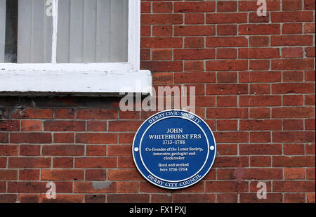 Blaue Plakette im Derby für John Whitehurst FRS war Mitbegründer der Lunar Society Stockfoto