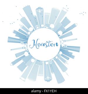 Umriss Houston Skyline mit blauen Gebäude. Vektor-Illustration. Geschäftsreisen und Tourismus-Konzept mit Textfreiraum. Stock Vektor