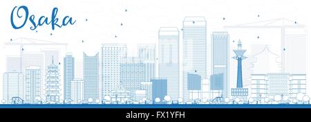 Umriss Osaka Skyline mit blauen Gebäude. Vektor-Illustration. Wirtschaft und Tourismus-Konzept mit modernen Gebäuden. Stock Vektor