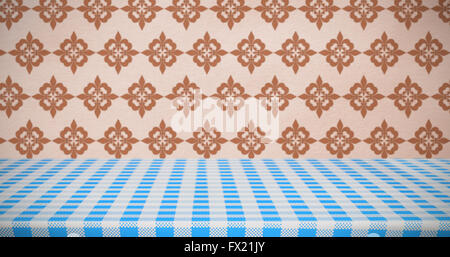 Zusammengesetztes Bild des Teils des blauen und weißen Tischdecke Stockfoto