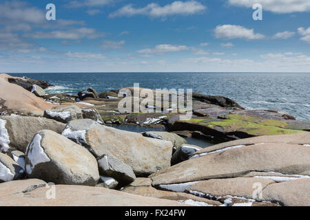 Felsige Ufer Peggys Cove Stockfoto