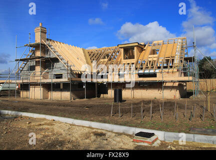 Neues Einfamilienhaus unter Konstruktion, Hollesley, Suffolk, Suffolk, England, UK Stockfoto