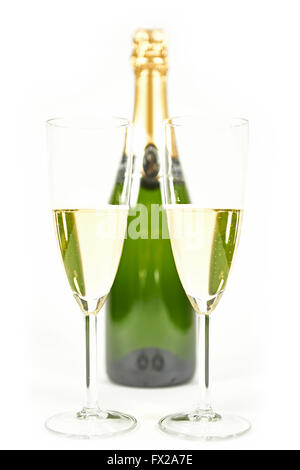 Champaign schießen in high-Key mit weißem Hintergrund Stockfoto