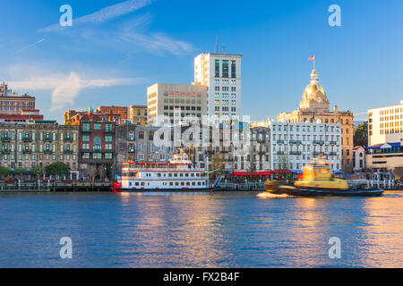 Die Innenstadt von Skyline von Savannah, Georgia, USA Stockfoto