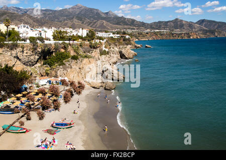 Calahonda sandigen Strand Playa im Urlaubsland Resort Stadt Nerja, Provinz Malaga, Spanien Stockfoto