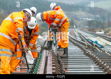 Bau der neuen Grenzen Bahn Eisenbahner Stockfoto