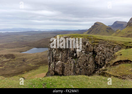 Blick auf Trotternish aus Quiraing, Isle Of Skye, Schottisches Hochland, Schottland, Großbritannien Stockfoto