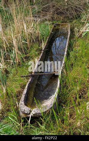 Erholung der runde Häuser, Einbaum und süßen Spur der Eisenzeit, glastonbury Lake Village, Somerset, UK. Stockfoto