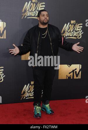 Burbank, CA. 9. April 2016. O' Shea Jackson Jr. im Ankunftsbereich für MTV Movie Awards 2016 - Ankünfte 2, Warner Bros.-Studios, Burbank, CA 9. April 2016. Bildnachweis: Dee Cercone/Everett Collection/Alamy Live-Nachrichten Stockfoto