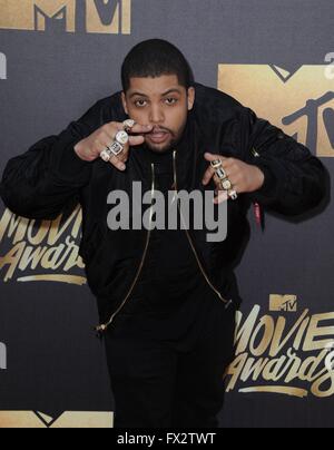 Burbank, CA. 9. April 2016. O' Shea Jackson Jr. im Ankunftsbereich für MTV Movie Awards 2016 - Ankünfte 2, Warner Bros.-Studios, Burbank, CA 9. April 2016. Bildnachweis: Dee Cercone/Everett Collection/Alamy Live-Nachrichten Stockfoto