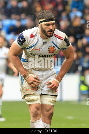 Ricoh Arena in Coventry, UK. 9. April 2016. Sieg im Europacup. Wespen im Vergleich zu Exeter Chiefs. Exeters Don Armand in Aktion. Bildnachweis: Aktion Plus Sport/Alamy Live-Nachrichten Stockfoto