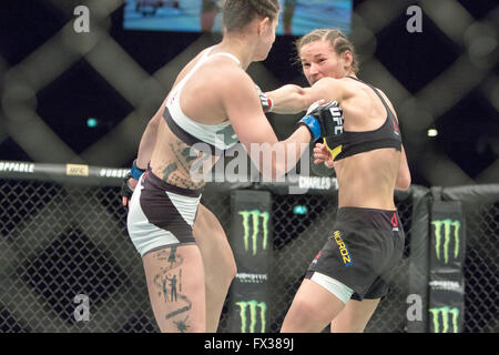 Zagreb, Kroatien. 10. April 2016. Maryna Moroz Niederlagen Cristina Stanciu über einstimmigen Beschluss. Maryna Moroz Vs Cristina Stanciu Credit: Dan Cooke/Alamy Live News Stockfoto