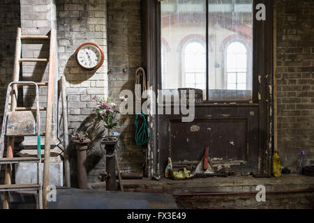 Innenraum des Vierschrötigkeit Pumping Station im Rahmen des viktorianischen London Kanalisationsystem von Sir Joseph Bazalgette errichtete Stockfoto