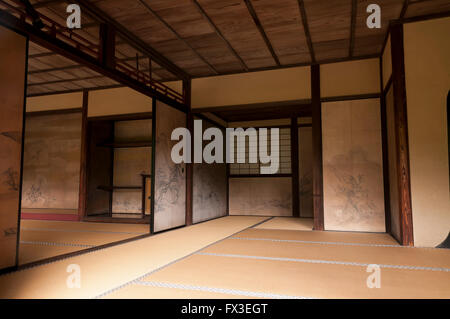 Japanisches Interieur Hauswände dekoriert von Tanyu Kano in Sankei-En Garten, Yokohama, Japan Stockfoto