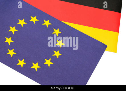 Die deutsche und europäische Flagge Stockfoto
