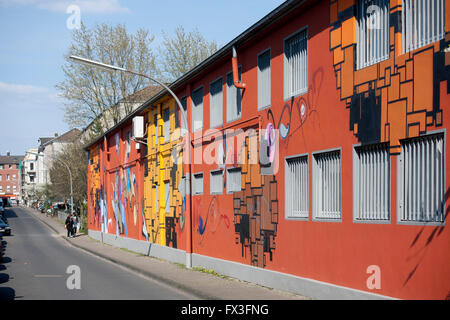 Köln, Ehrenfeld, Christianstrasse, Architektur Und Wandmalerei Stockfoto