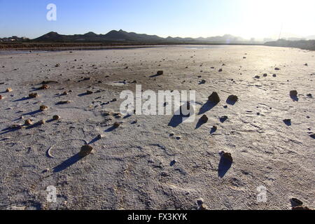 Trocknen Sie natürliche Salzseen (Salinas) an der Küste von Murcia, Spanien Stockfoto