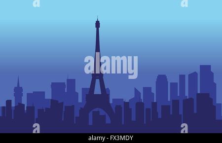 Silhouette der Eiffelturm bei Nacht Stock Vektor