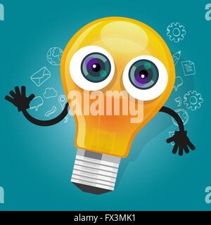 Leuchte Lampe Licht Cartoon Charakter Maskottchen Gesicht Vektor-illustration Stock Vektor