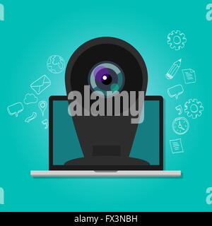 Online-Kamera Webcam Sicherheit Überwachung Internet laptop Stock Vektor