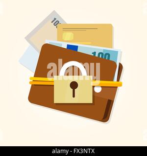 Geld Schutz Sicherheit finanzielle Brieftasche sicher Stock Vektor