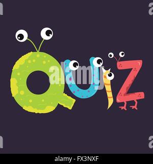 Text-Spaß-Quiz Kinder Zeichen Alphabet mit Auge Stock Vektor