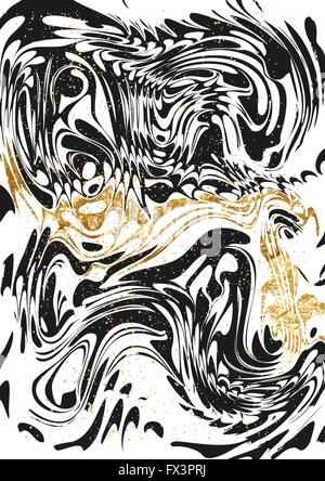 Schwarz und Gold Marmor Papiermuster. Abstrakte Marmor Farbe Muster mit Gold. Vektor-Illustration. Stock Vektor