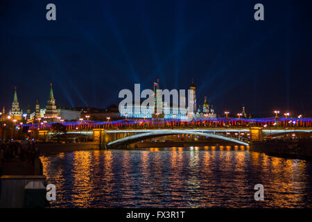 Schöne Nacht Blick auf den Kreml von der Moskwa Stockfoto